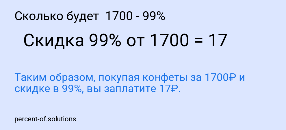 Сколько будет 1700 - 99%