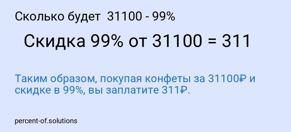 Сколько будет  31100 - 99%