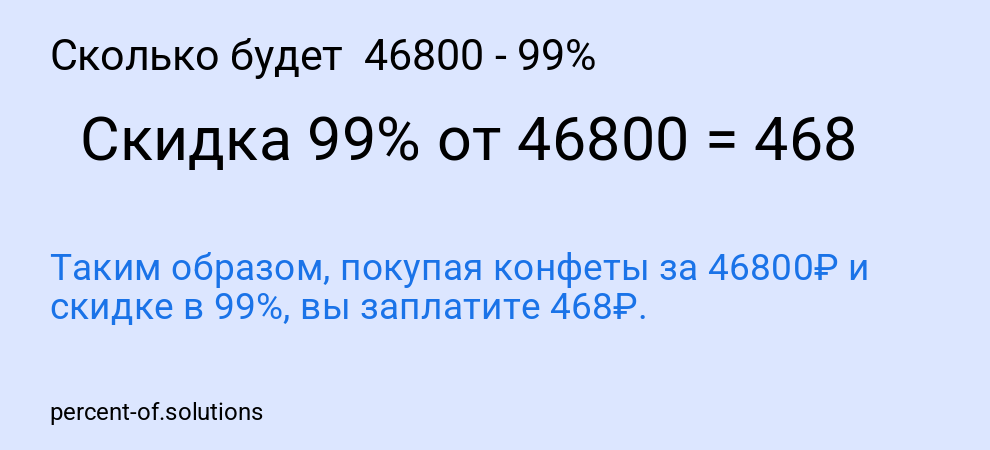 Сколько будет 46800 - 99%