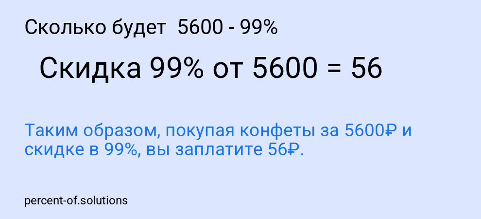 Сколько будет 5600 - 99%
